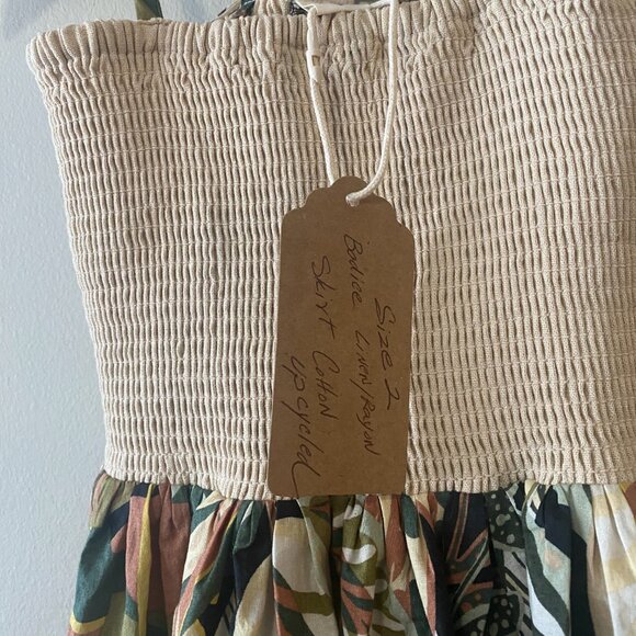 Handmade Children's Cream Multicolour Pattern Tie Spaghetti Strap Dress - Picture 4 of 13